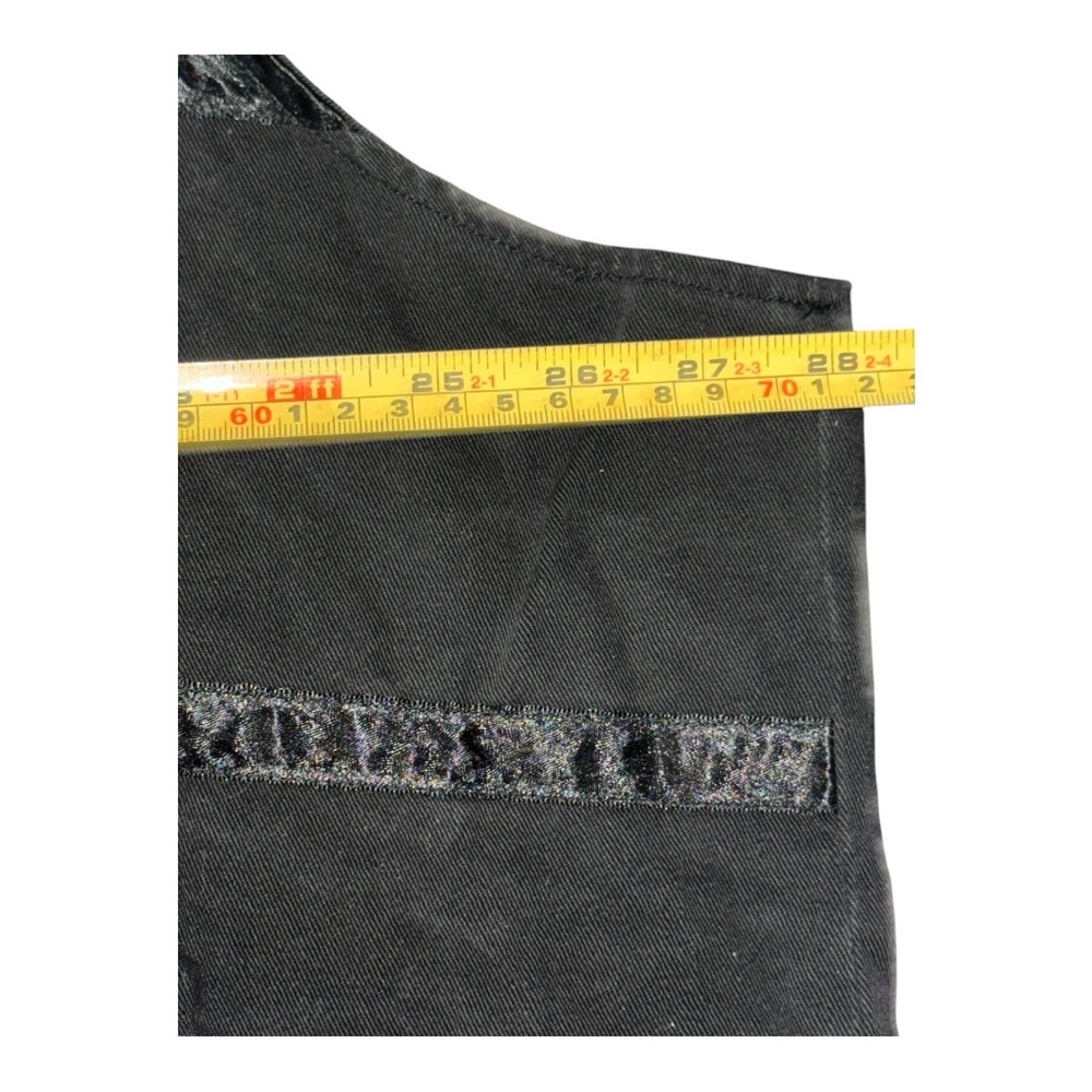 VTG 90s -Y2K denim vest with floral appliqué in black by Richard Simons size 4X - Picture 5 of 6
